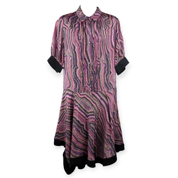 Coach Dresses Coach Shirt Dress Kaffe Fassett Print Wine Pink Drop